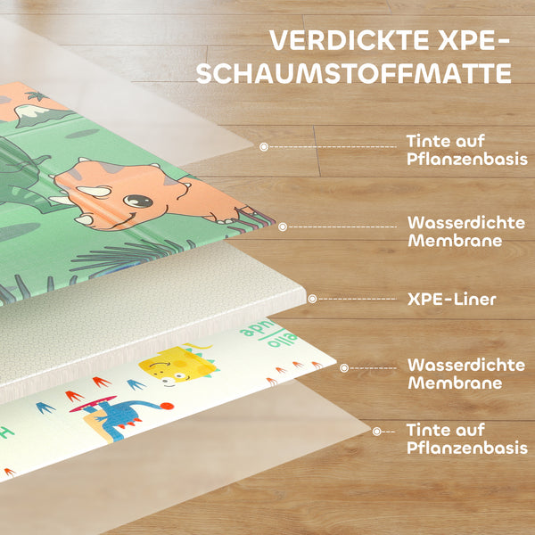 Krabbelmatte für Babys faltbar doppelseitig und bunt