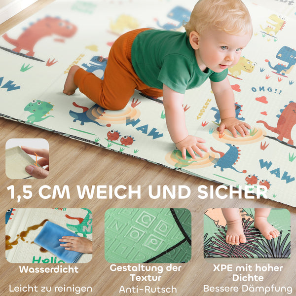 Krabbelmatte für Babys faltbar doppelseitig und bunt