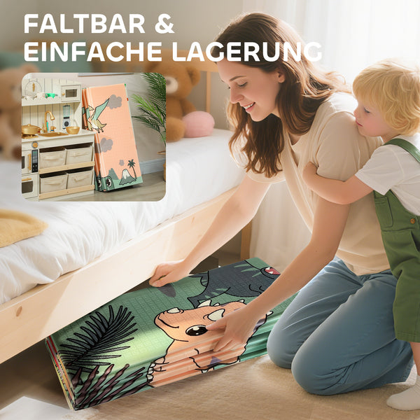 Krabbelmatte für Babys faltbar doppelseitig und bunt