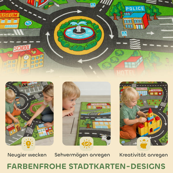 Krabbelmatte Baby Spielmatte rutschfest mit Stadtmotiv 200x150cm