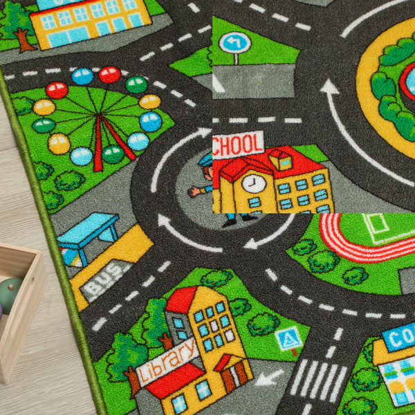 Krabbelmatte Baby rutschfest mit Stadtmotiv für Kinderzimmer