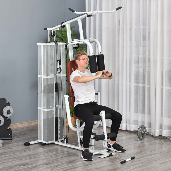 Kraftstation Fitnessstation mit Gewichten Latzug und Beincurl