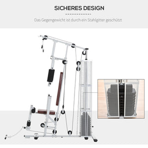 Kraftstation Fitnessstation mit Gewichten Latzug und Beincurl