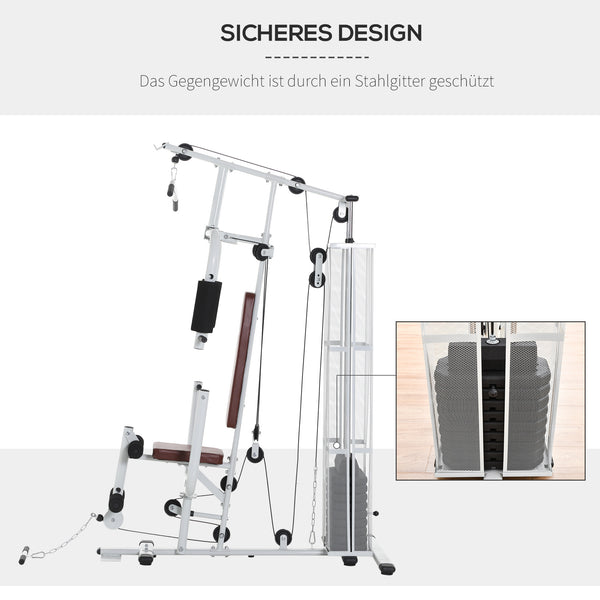 Kraftstation Fitnessstation mit Gewichten Latzug und Beincurl
