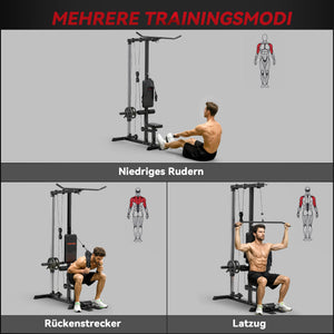 Kraftstation Fitnessgerät mit Ruderzug für Zuhause Heimtraining