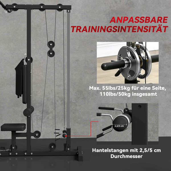 Kraftstation Fitnessgerät mit Ruderzug für Zuhause Heimtraining