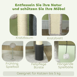 Kratzbaum mit Katzenhöhle und Sisal für Katzen 104cm hellgrau