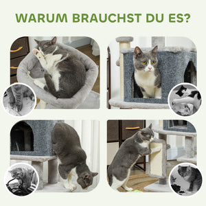 Kratzbaum mit Katzenhöhle und Sisal für Katzen 104cm hellgrau