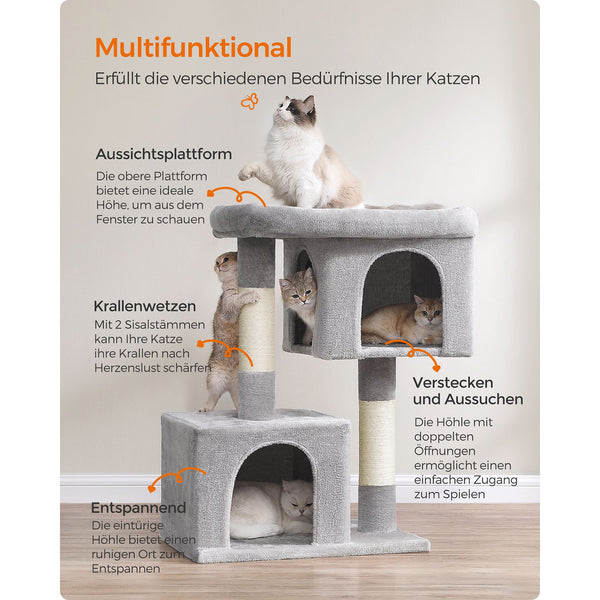 Kratzbaum Katzenbaum grosse Katzen bis 20kg 101cm Plüsch Hellgrau