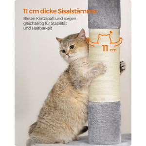 Kratzbaum Katzenbaum grosse Katzen bis 20kg 101cm Plüsch Hellgrau