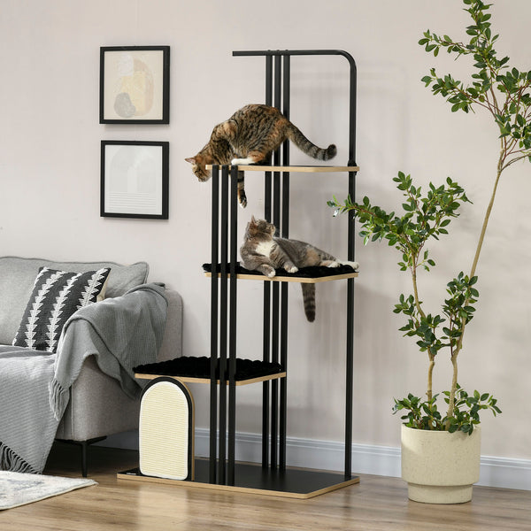 Kratzbaum für Katzen modern mit 3 Plattformen und Liegeflächen