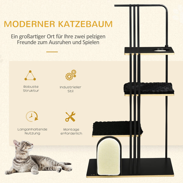 Kratzbaum für Katzen modern mit 3 Plattformen und Liegeflächen