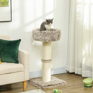 Kratzbaum mit Bett & Sisal-Kratzsäulen für Katzen bis 6kg 87cm Braun