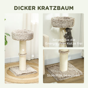 Kratzbaum mit Bett & Sisal-Kratzsäulen für Katzen bis 6kg 87cm Braun