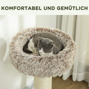 Kratzbaum mit Bett & Sisal-Kratzsäulen für Katzen bis 6kg 87cm Braun