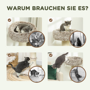 Kratzbaum mit Bett & Sisal-Kratzsäulen für Katzen bis 6kg 87cm Braun