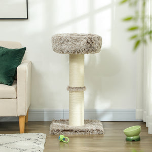 Kratzbaum mit Bett & Sisal-Kratzsäulen für Katzen bis 6kg 87cm Braun