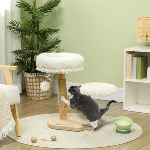 Kratzbaum mit Betten & Spielball für Katzen bis 5kg 61.5cm Weiss