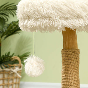 Kratzbaum mit Betten & Spielball für Katzen bis 5kg 61.5cm Weiss