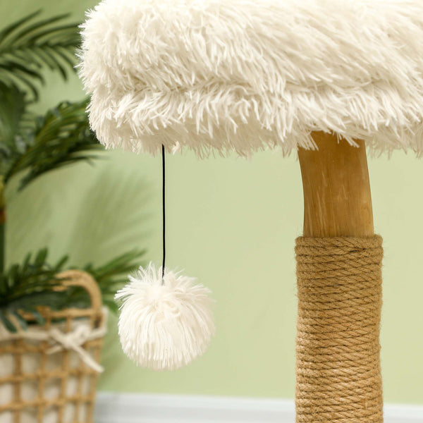 Kratzbaum mit Betten & Spielball für Katzen bis 5kg 61.5cm Weiss
