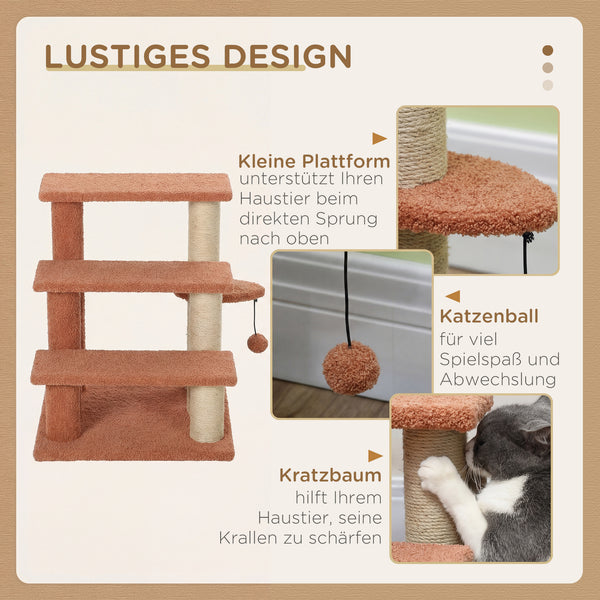 Kratzbaum Haustiertreppe mit 3 Stufen und Spielball für Katzen