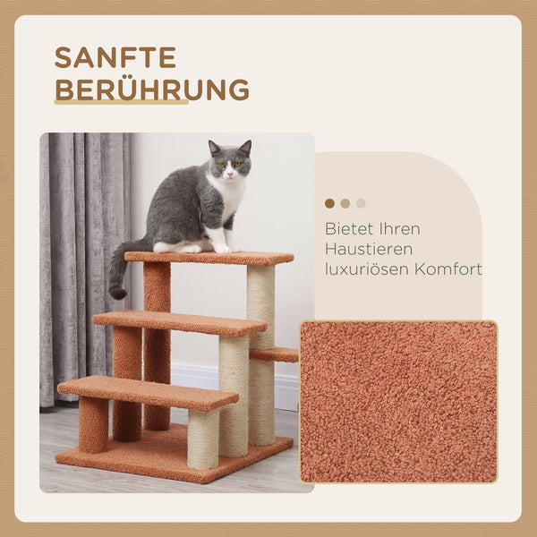 Kratzbaum Haustiertreppe mit 3 Stufen und Spielball für Katzen