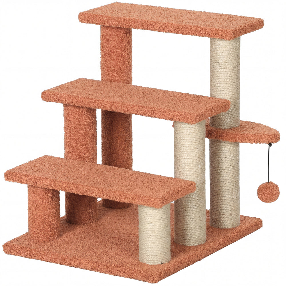Kratzbaum Haustiertreppe mit 3 Stufen und Spielball für Katzen