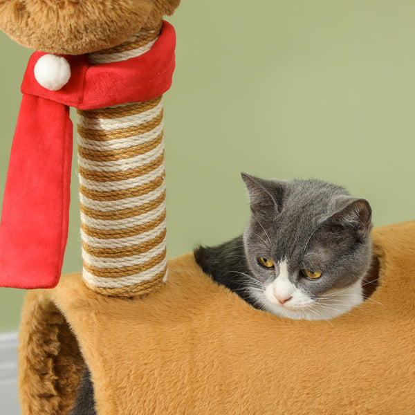 Kratzbaum mit Höhle und Spielball für Katzen 98cm braun
