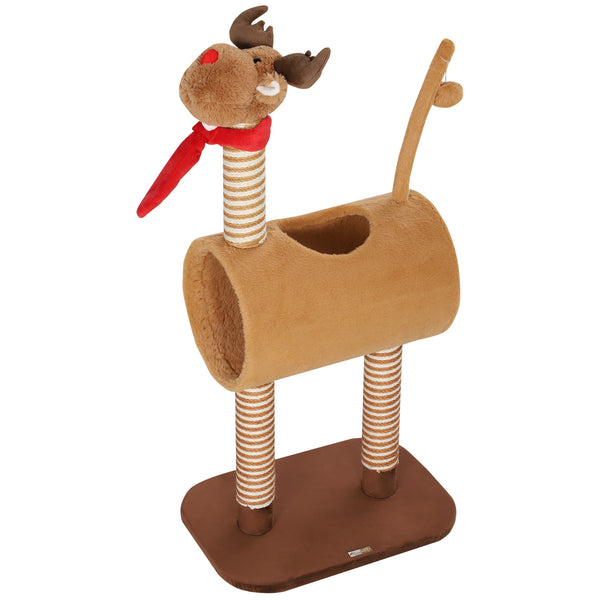 Kratzbaum mit Höhle und Spielball für Katzen 98cm braun