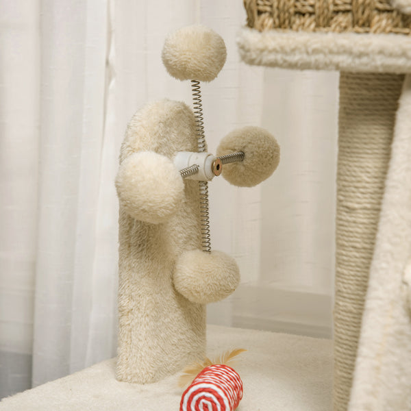 Kratzbaum mit Höhle & Spielbällen 130cm Beige