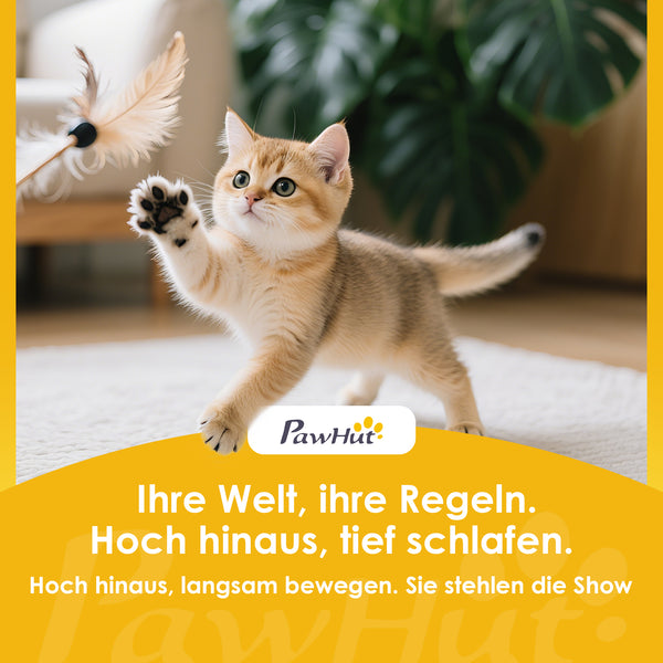 Kratzbaum für Katzen mit Höhle Sisalstämme und Spielzeug beige