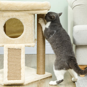 Kratzbaum für Katzen mit Jute Liegefläche und Spielball beige