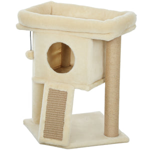 Kratzbaum für Katzen mit Jute Liegefläche und Spielball beige