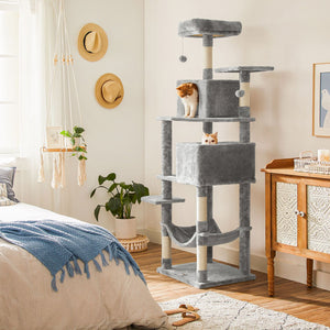 Kratzbaum Katzenbaum 135cm mit Bezug Grau