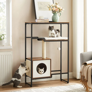 Kratzbaum Katzenbaum 2-in-1 Kommode Vintage Braun