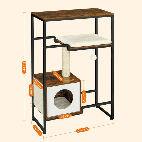 Kratzbaum Katzenbaum 2-in-1 Kommode Vintage Braun