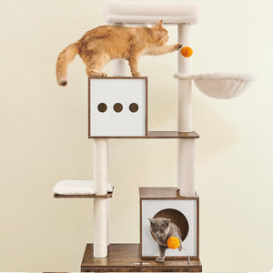 Kratzbaum Katzenbaum mit Platz für Katzentoilette Braun