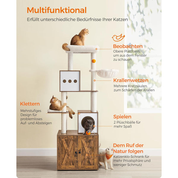 Kratzbaum Katzenbaum mit Platz für Katzentoilette Braun