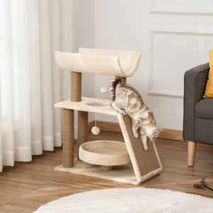 Kratzbaum mit Katzenbett und Spielzeug 76cm hoch