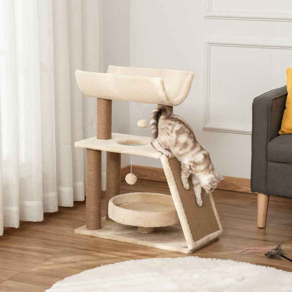 Kratzbaum mit Katzenbett und Spielzeug 76cm hoch