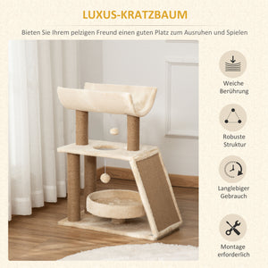 Kratzbaum mit Katzenbett und Spielzeug 76cm hoch