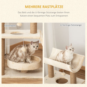 Kratzbaum mit Katzenbett und Spielzeug 76cm hoch