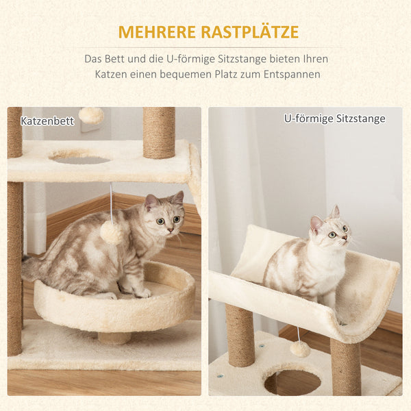 Kratzbaum mit Katzenbett und Spielzeug 76cm hoch