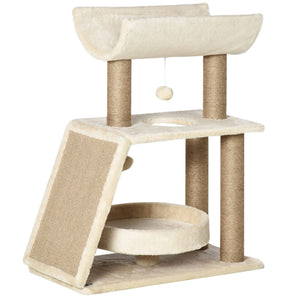 Kratzbaum mit Katzenbett und Spielzeug 76cm hoch