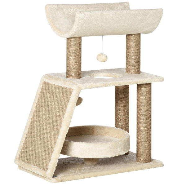 Kratzbaum mit Katzenbett und Spielzeug 76cm hoch