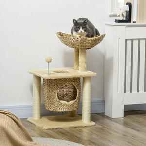 Katzen Kratzbaum mit Katzenhöhle bis 5kg 74cm Beige