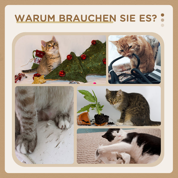 Katzen Kratzbaum mit Katzenhöhle bis 5kg 74cm Beige