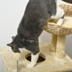 Katzen Kratzbaum mit Katzenhöhle bis 5kg 74cm Beige