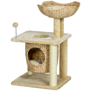 Katzen Kratzbaum mit Katzenhöhle bis 5kg 74cm Beige