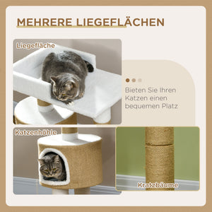 Kratzbaum Katzenhöhle & Liegefläche 79cm Braun-Weiss